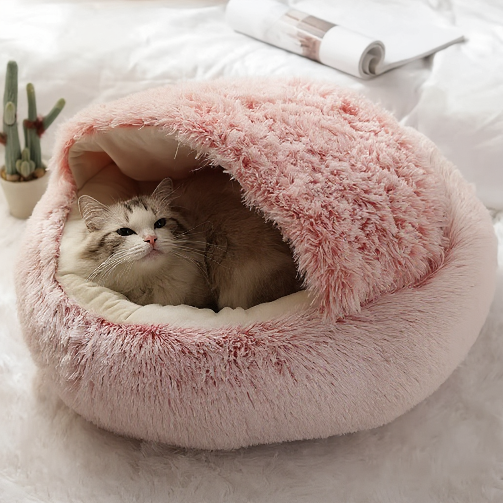Lit Rond en Peluche pour Chat – Griffes d'or