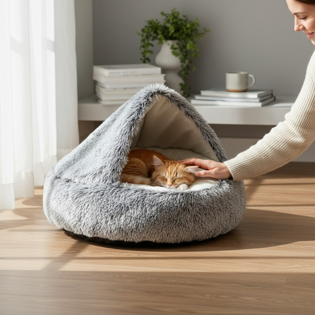 Lit Rond en Peluche pour Chat – Griffes d'or